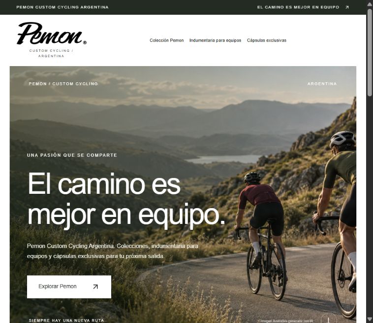 Vista del inicio de Pemon: identidad visual y navegación de colecciones